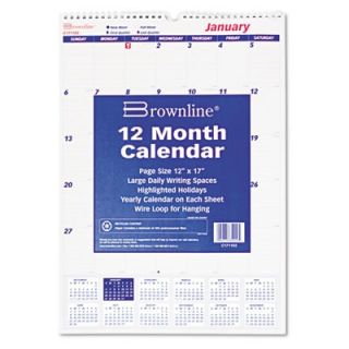 Brownline One Month Per Page Twin Wirebound Wall Calendar