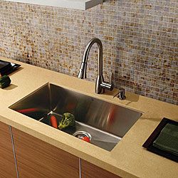 Vigo Undermount Satin finish Stainless steel Kitchen Sink Faucet/dispenser