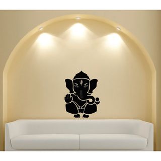 Ganesha Elephant Lord Of Success Hindu Vinyl Wall Decal (Glossy blackMaterials VinylQuantity One (1) decalSetting IndoorDimensions 25 inches wide x 35 inches long )