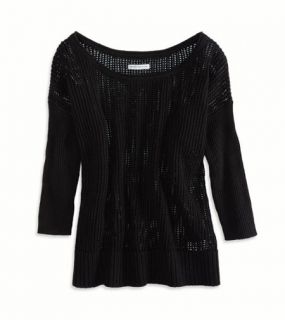 Black AE Open Knit Sweater, Womens S