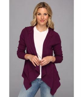 Mod o doc Cotton Modal Thermal Hooded Cardigan Womens Sweater (Purple)