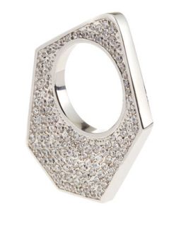 Pave Medium Flat Triangle Ring, Silver, Size 6