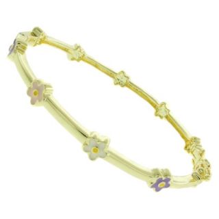 Lily Nily 18k Gold Overlay Flower Design Bangle   Multicolored