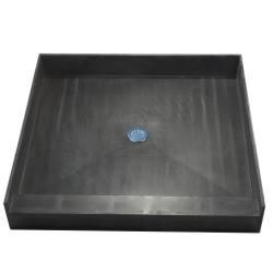 Tile Ready Double Curb Shower Pan (36 X 36 Center Pvc Drain) (BlackMaterials Molded Polyurethane with ribs underneath for extra strengthNumber of pieces One (1)Dimensions 36 inches long x 36 inches wide x 7 inches deep No assembly requiredFully integra