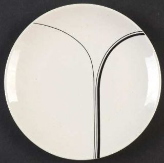 Newcor Zip Salad Plate, Fine China Dinnerware   Black Line Design, Cream Backgro
