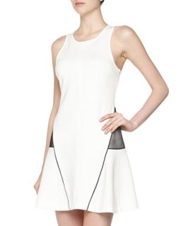 Sleeveless Jersey Knit Tennis Dress, White