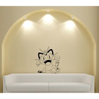 Japanese Manga Cat Fangs Ears Vinyl Wall Art Decal (Glossy blackEasy to applyInstruction includedDimensions 25 inches wide x 35 inches long )