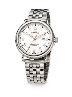 Shinola Runwell Stainless Steel Bracelet Watch/White   Silver