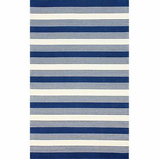 Nuloom Handmade Stripes Blue Wool Runner (5 X 8)
