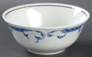 Vista Alegre Macao Coupe Cereal Bowl, Fine China Dinnerware   Blue Border Design