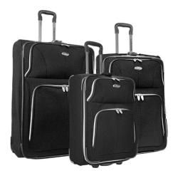 Us Traveler Black Segovia 3 piece Expandable Luggage Set