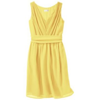 TEVOLIO Womens Plus Size Chiffon V Neck Pleated Dress   Sassy Yellow   22W