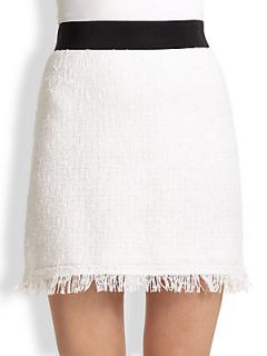 MILLY Tweed Mini Skirt   White