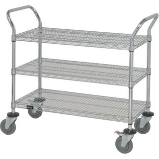 Quantum Wire Shelving Mobile Utility Cart   3 Shelves, 18 Inch W x 36 Inch L x