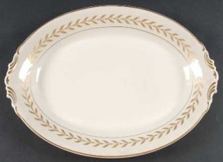 Syracuse Jefferson 14 Oval Serving Platter, Fine China Dinnerware   Gold Laurel