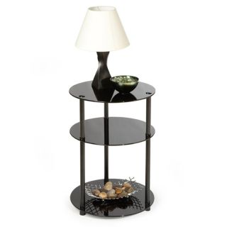 Convenience Concepts Black Classic Glass 3 Tier Round Table   157007B