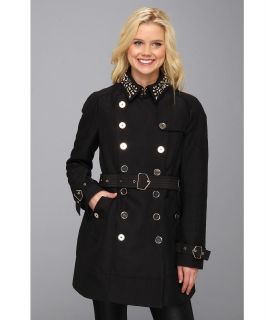 Sam Edelman DB Trench w/ Studded Collar Womens Coat (Black)