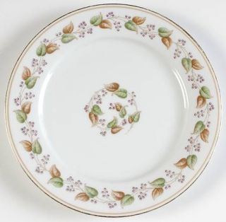 Noritake Cordova Salad Plate, Fine China Dinnerware   Purple Berries, Brown/Gree