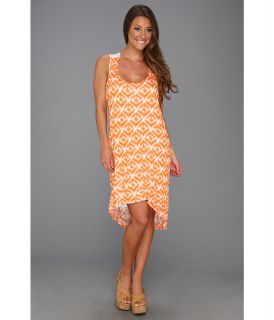 Michael Stars Ikat Print Hi Low Crochet Dress Womens Dress (Orange)