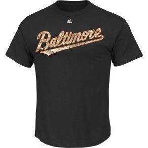 Baltimore Orioles Majestic MLB Camo Wordmark T Shirt