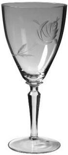 Toscany Rosemonde Water Goblet   Clear, Gray Cut Rose & Leaves