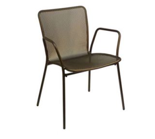 EmuAmericas Stacking Arm Chair w/ Perforated Steel Mesh Back & Seat, Black