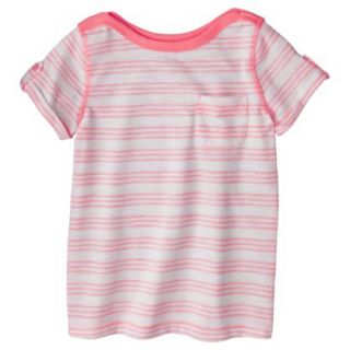 Cherokee Infant Toddler Girls Short Sleeve Striped Tee   Moxie Peach 5T