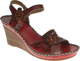 Womens Spring Step Lilith   Red Leather Ornamented Shoes