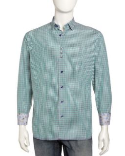 Gingham French Cuff Dress Shirt, Green