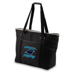 Picnic Time Carolina Panthers Tahoe Shoulder Tote (BlackDimensions 23 inches high x 17 inches wide x 8.25 inches deepLarge exterior zipper pocketBeach styled toteFully insulatedHeat sealed, water resistant interior liner )