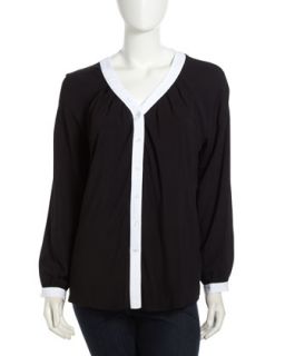 Georgette Button Down Long Sleeve Blouse