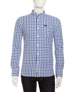Windowpane & Gingham Check Shirt, Ascot Blue