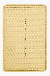 Marc By Marc Jacobs Gold Metallic Leather Stacked Cubes Cardholder