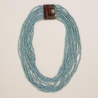 Turquoise Wood Clasp Necklace   World Market