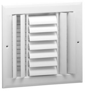 Hart Cooley A613MS 12x12 W HVAC Register, 12 W x 12 H, ThreeWay Aluminum for Sidewall/Ceiling White (021855)