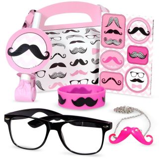 Pink Mustache Party Favor Box