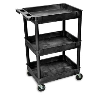 Luxor Tray Shelf Carts   24Wx18D Shelf   40 1/2H   Black   Black  (STC111 BLACK)