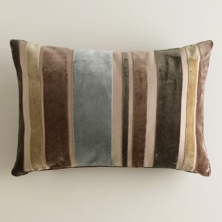 Earth Stripe Velvet Lumbar Pillow   World Market