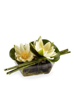 Water Lily & Bamboo Faux Floral Arrangement