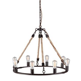 Galena Twined Rope 8 light Rustic Ceiling Lamp