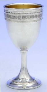 International Silver Wedgwood (Sterling,Hlw,Beaded Bas Gold Lined Water Goblet  