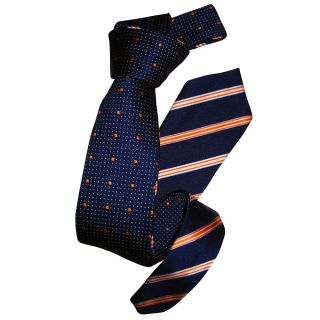 Dmitry Mens Navy Patterned Double sided Italian Silk Tie (NavyCountry of origin ItalyApproximate length 59 inchesApproximate width 2.75 inchesMaterials 100 percent silkCare instructions Dry cleanAll measurements are approximate.  )