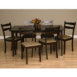 Warehouse Of Tiffany Callan Seven piece Latte Dining Furniture Set (LatteSeat height 18 inchesChair dimension 34.5 inches high x 17 inches wide x 17 inches deepTable dimension 59 inches long x 35 inches wide x 29.1 inches highAssembly required )