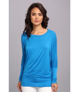 Brigitte Bailey Long Sleeve Dolman Top Womens Long Sleeve Pullover (Blue)