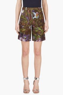 Carven Purple Jungle Print Shorts