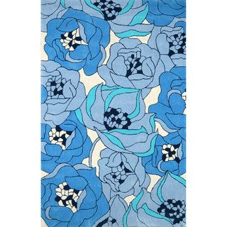 Nuloom Hand tufted Floral Synthetics Blue Rug (7 6 X 9 6 )