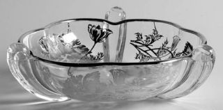 Silver City Flanders 6 Handled Bon Bon   Sterling Overlay Floral,Clear Body