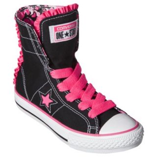 Girls Converse One Star Convertable High Top Sneaker   Black/Pink 4.5