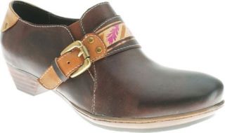 Womens Spring Step Lynette   Dark Brown Leather Ornamented Shoes