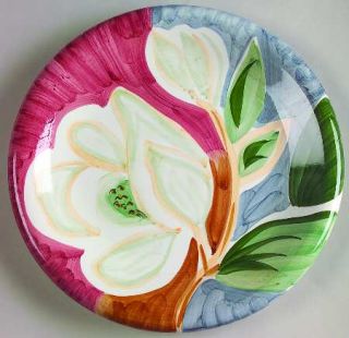 Bella Magnolia Salad Plate, Fine China Dinnerware   Large White Flower On Red &